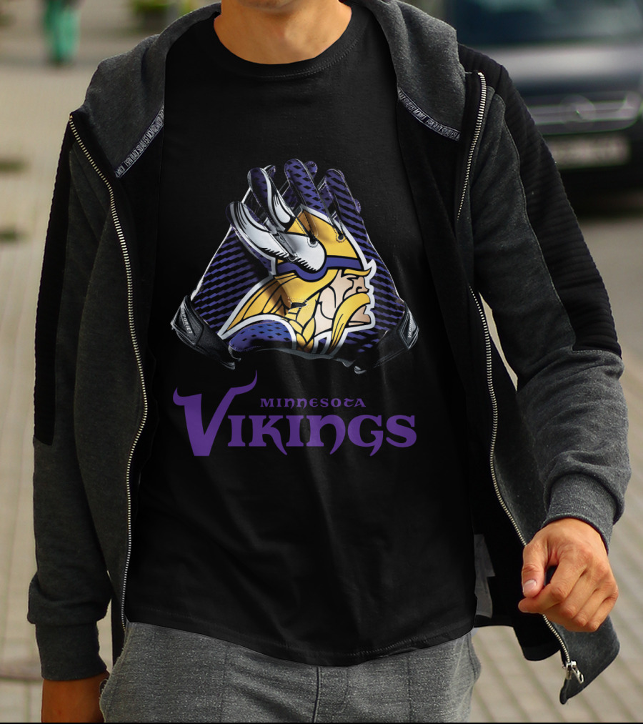 Minnesota Vikings Nfl Gloves Iconic Team T-Shirt