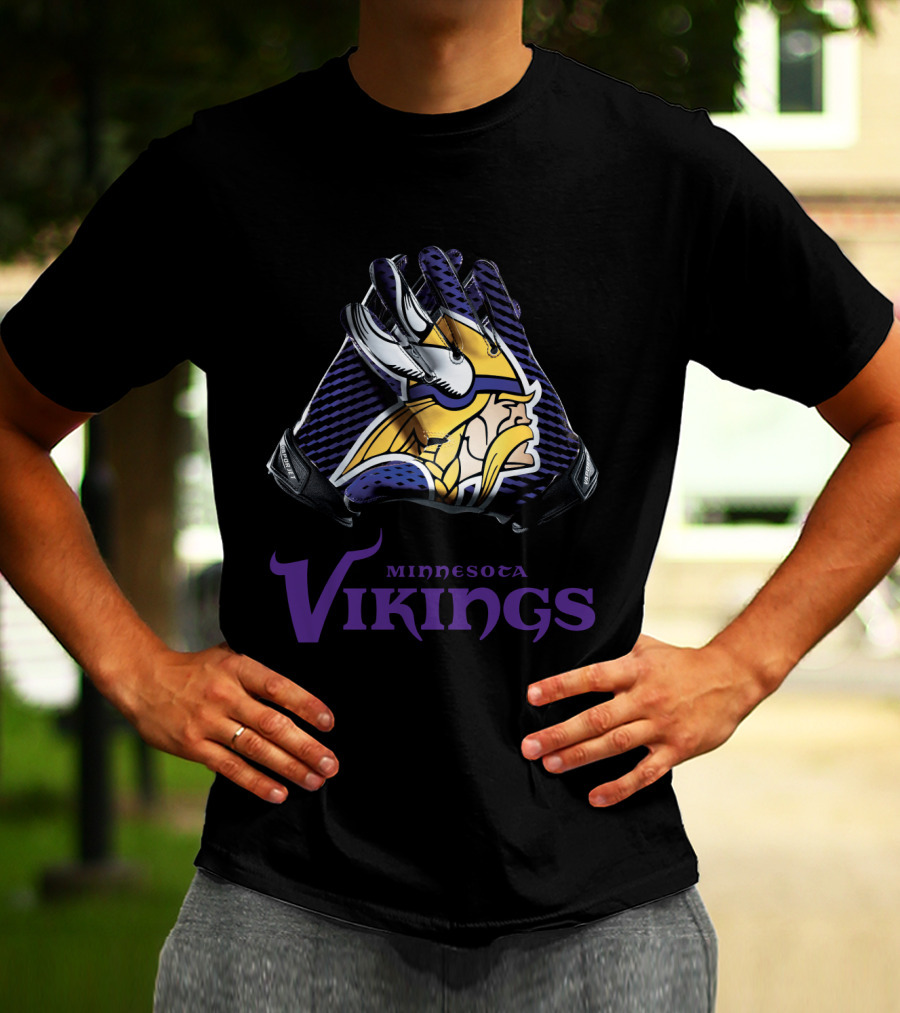 Minnesota Vikings Nfl Gloves Iconic Team T-Shirt