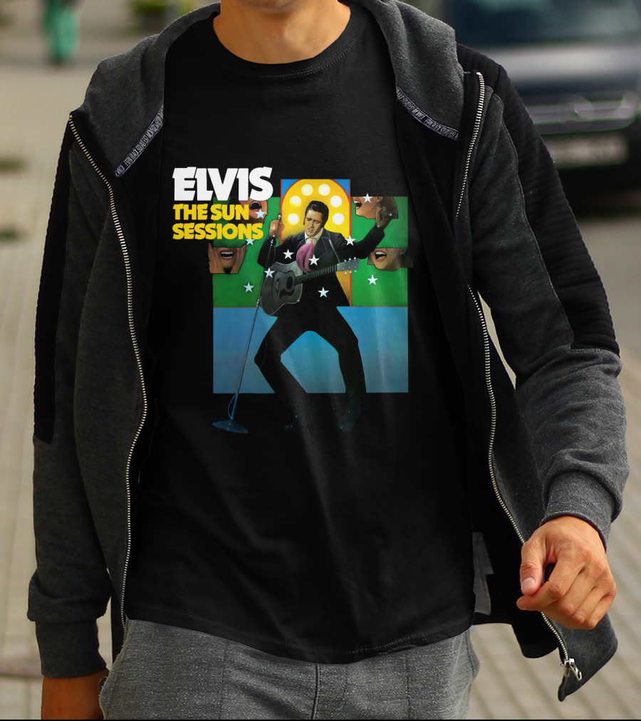 ELVIS The Sun Sessions Iconic Performance Imagery With Guitar And Microphone T-Shirt