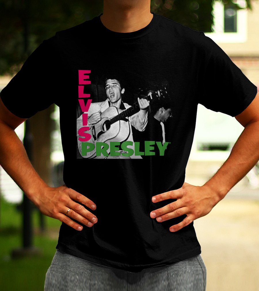 Elvis Presley Guitar Performance Iconic Vintage Image T-Shirt