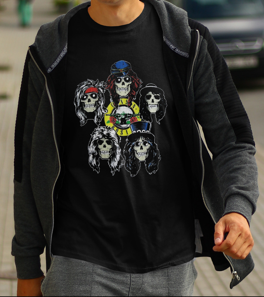 Guns N' Roses Skull Band Members Art T-Shirt
