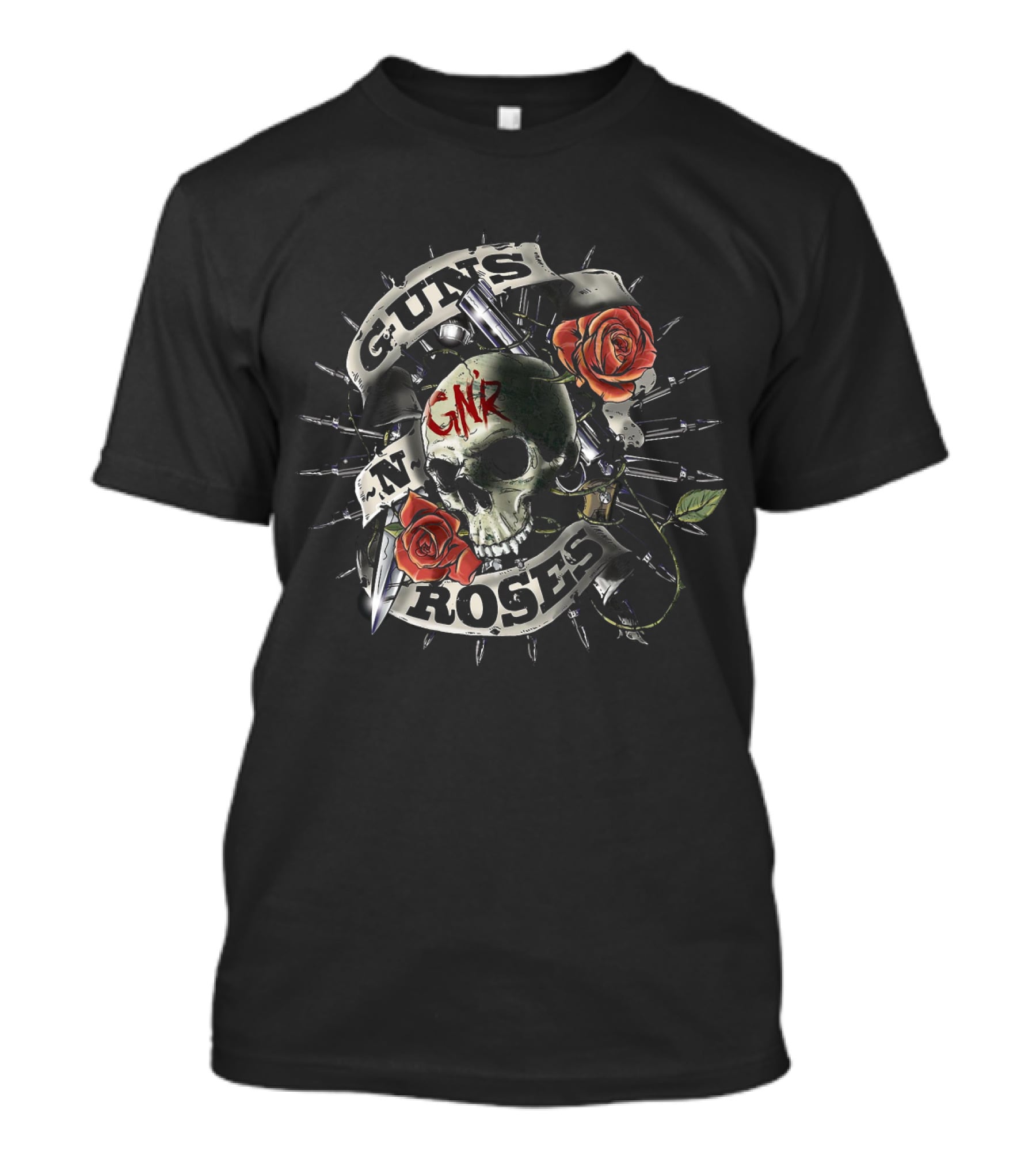 Guns N' Roses Gnr Skull Roses And Pistols T-Shirt