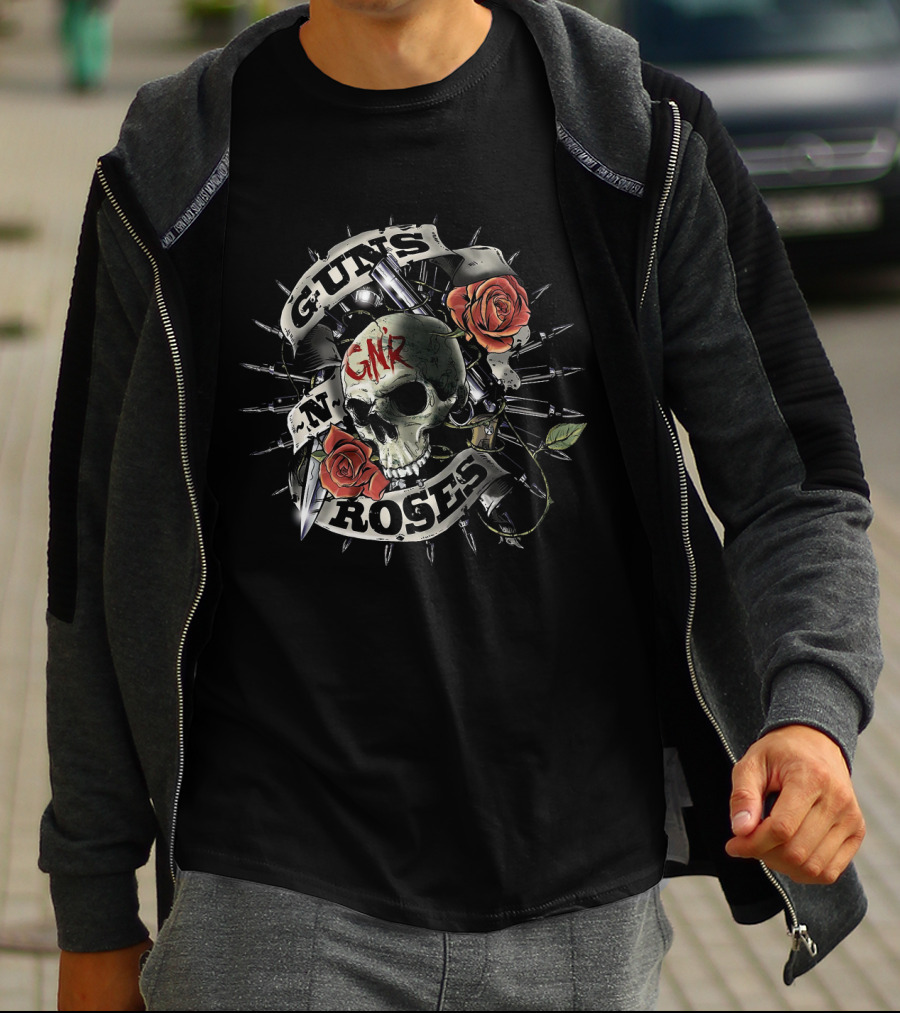 Guns N' Roses Gnr Skull Roses And Pistols T-Shirt