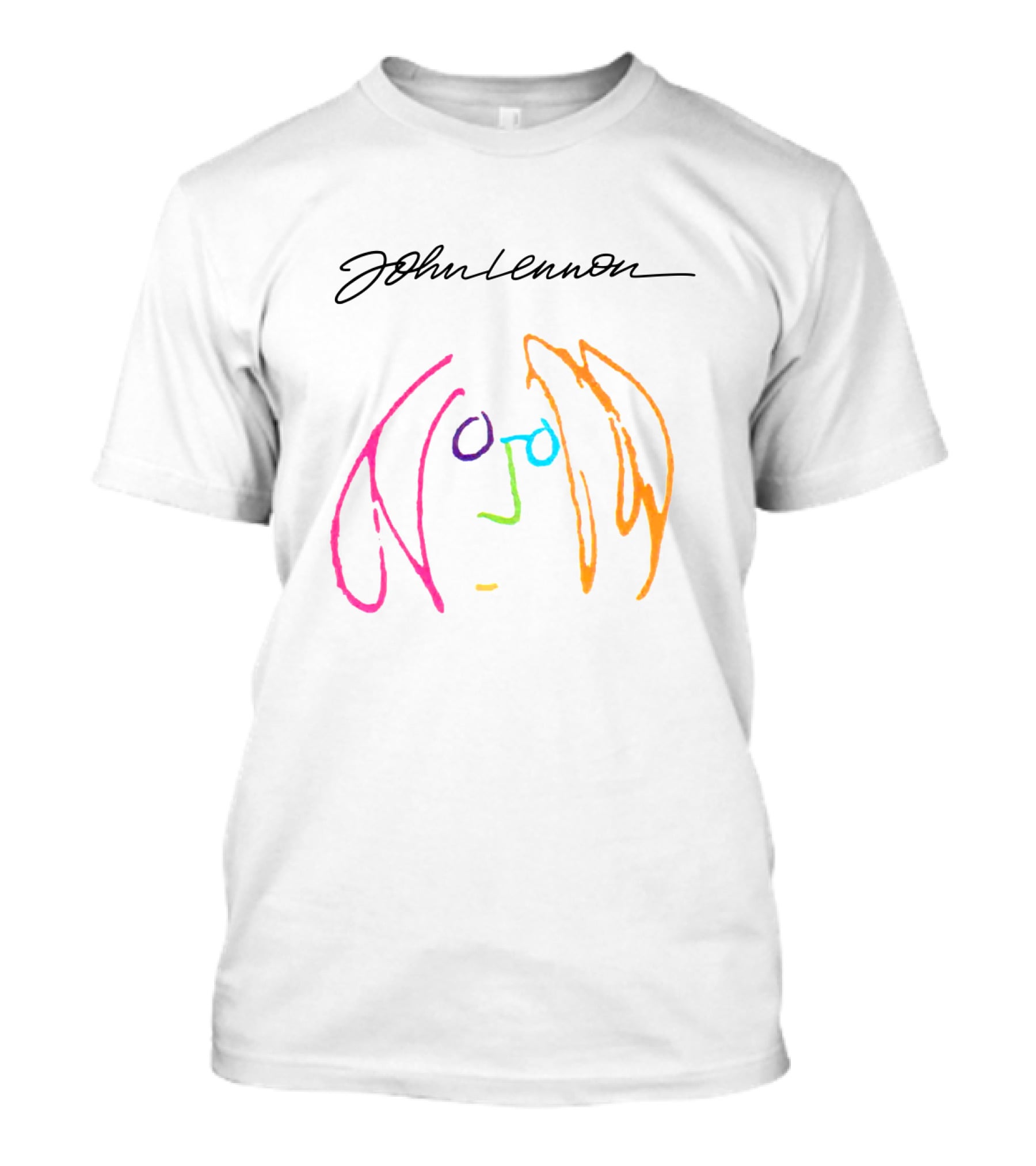 John Lennon Signature Neon Line Art Face JLN 04 Imagine T-Shirt