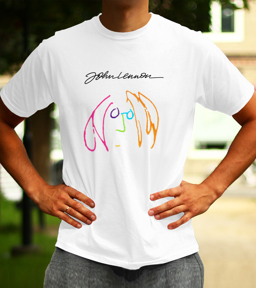 John Lennon Signature Neon Line Art Face JLN 04 Imagine T-Shirt