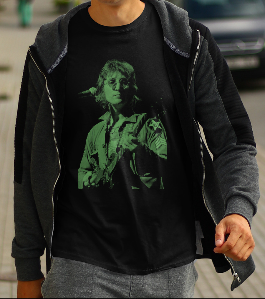 Jln 03 John Lennon Iconic Green Photograph T-Shirt
