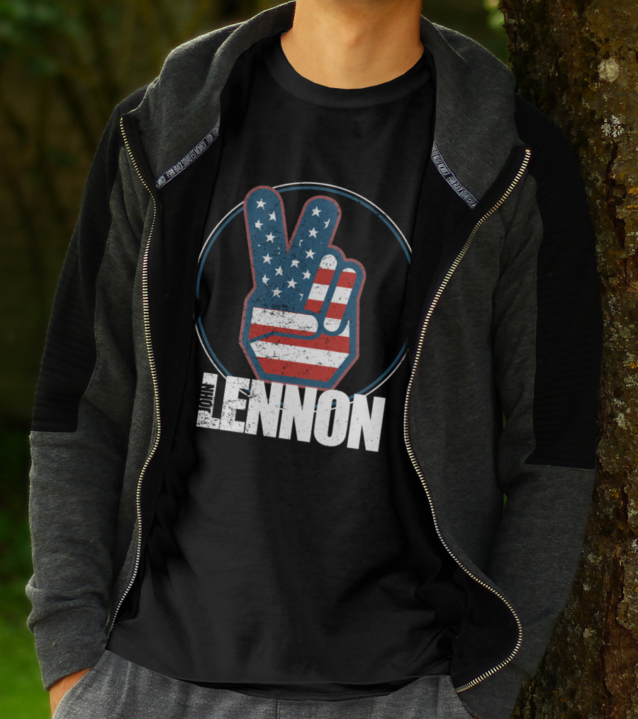 Jln John Lennon Peace Sign American Flag Style T-Shirt