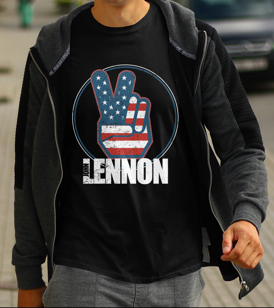 Jln John Lennon Peace Sign American Flag Style T-Shirt