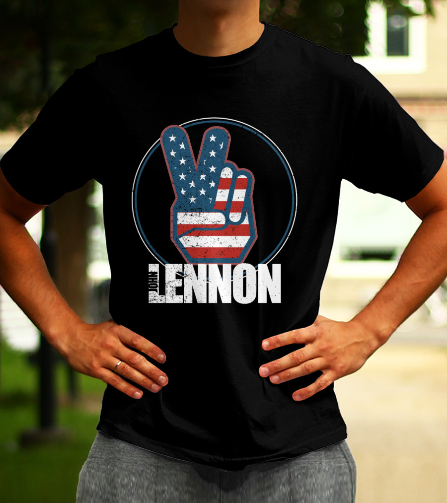 Jln John Lennon Peace Sign American Flag Style T-Shirt