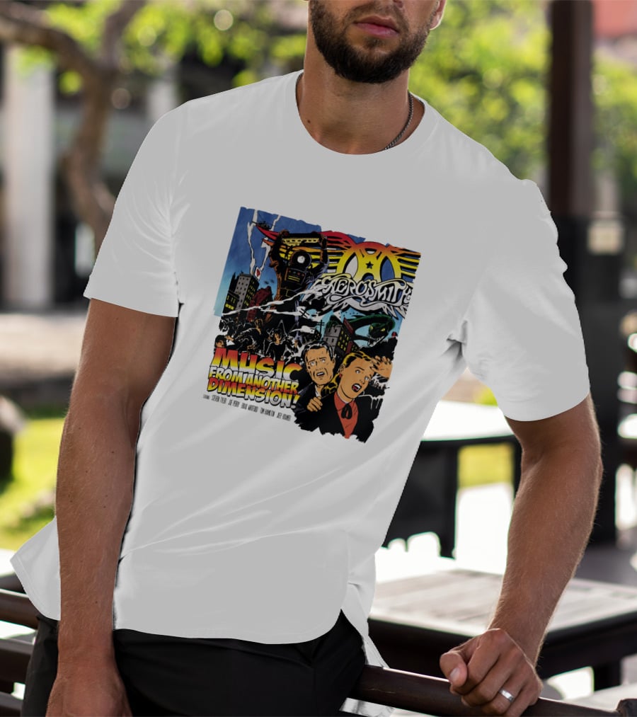 Aerosmith Music From Another Dimension Comic-Style Galactic Robot Skyline T-Shirt