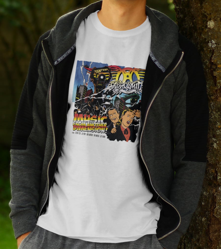 Aerosmith Music From Another Dimension Comic-Style Galactic Robot Skyline T-Shirt
