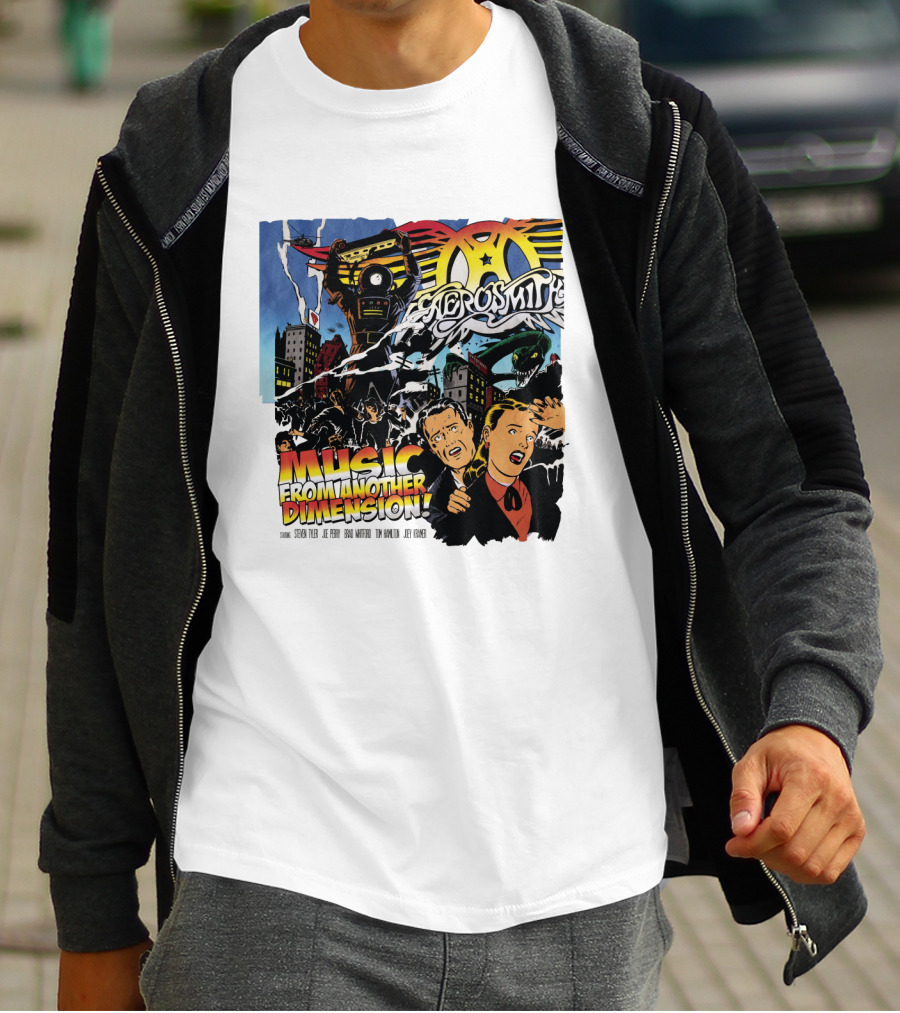 Aerosmith Music From Another Dimension Comic-Style Galactic Robot Skyline T-Shirt