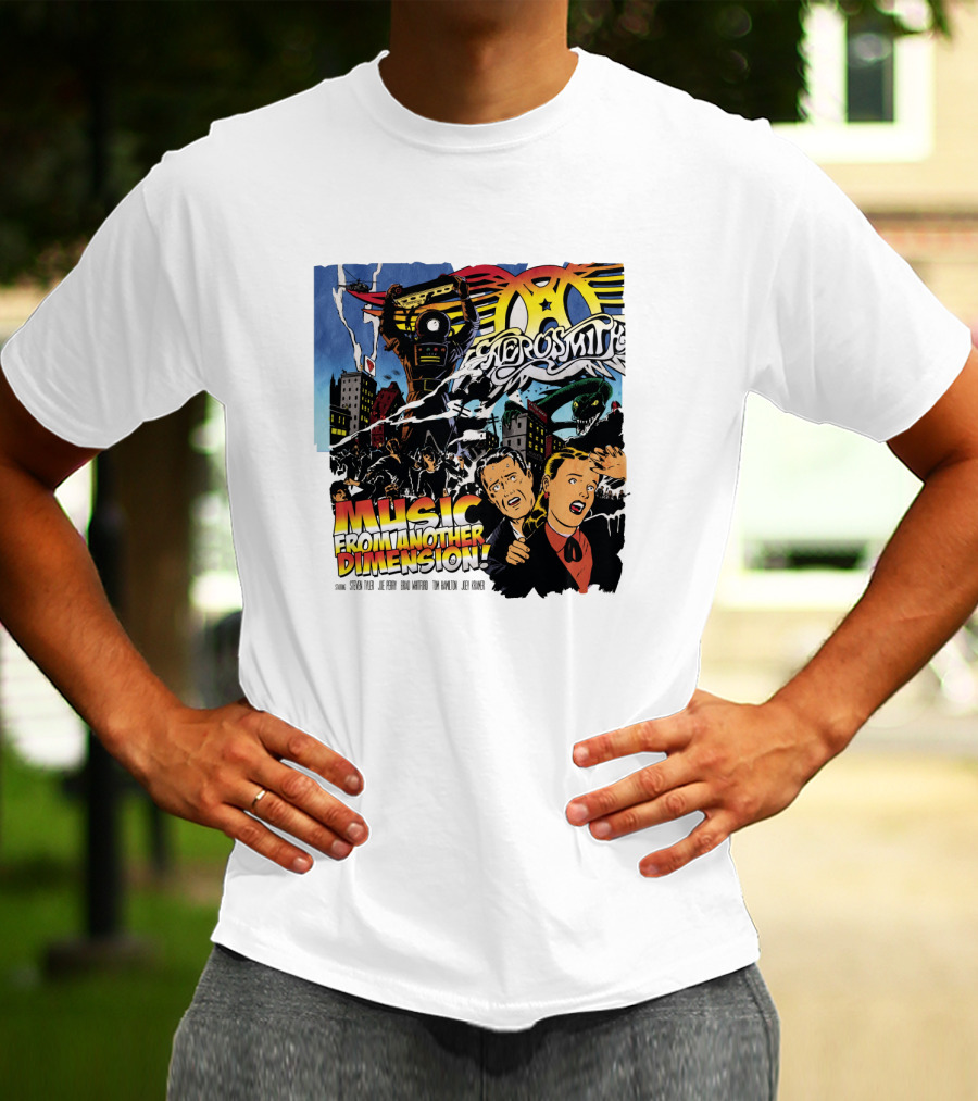 Aerosmith Music From Another Dimension Comic-Style Galactic Robot Skyline T-Shirt