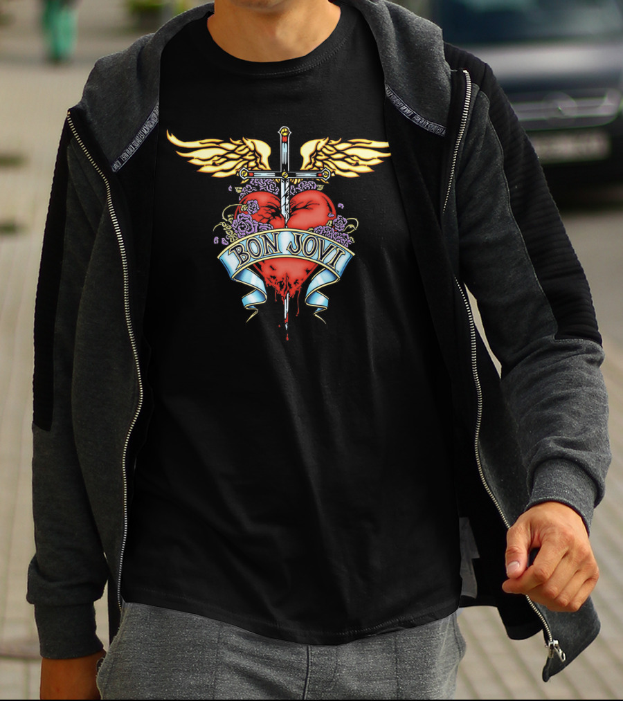 Bon Jovi Heart And Dagger Winged T-Shirt