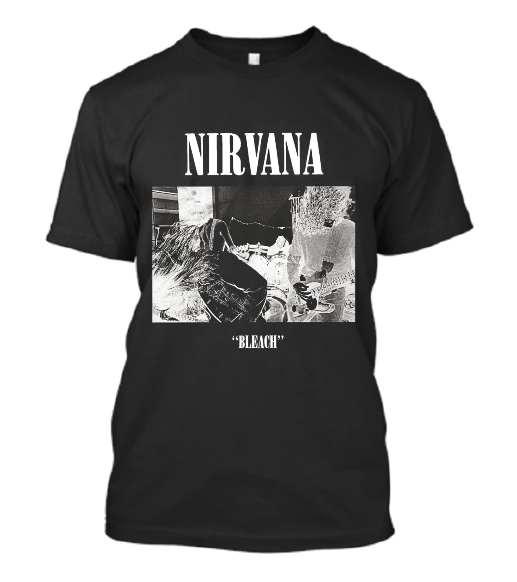 Nirvana Bleach Album Cover Black And White Negative T-Shirt