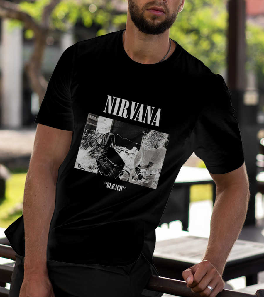 Nirvana Bleach Album Cover Black And White Negative T-Shirt