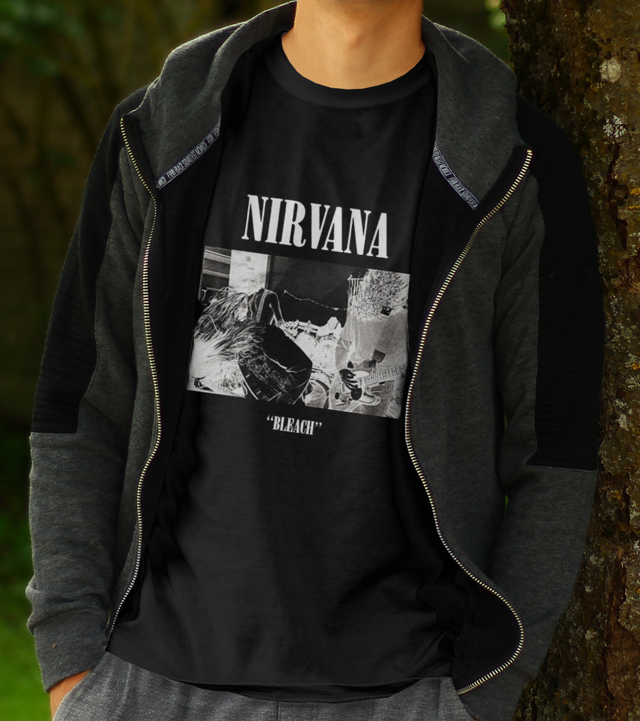Nirvana Bleach Album Cover Black And White Negative T-Shirt