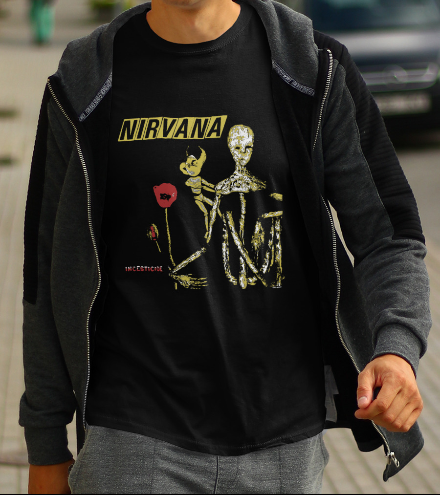Nirvana Incesticide Skeleton And Flower T-Shirt