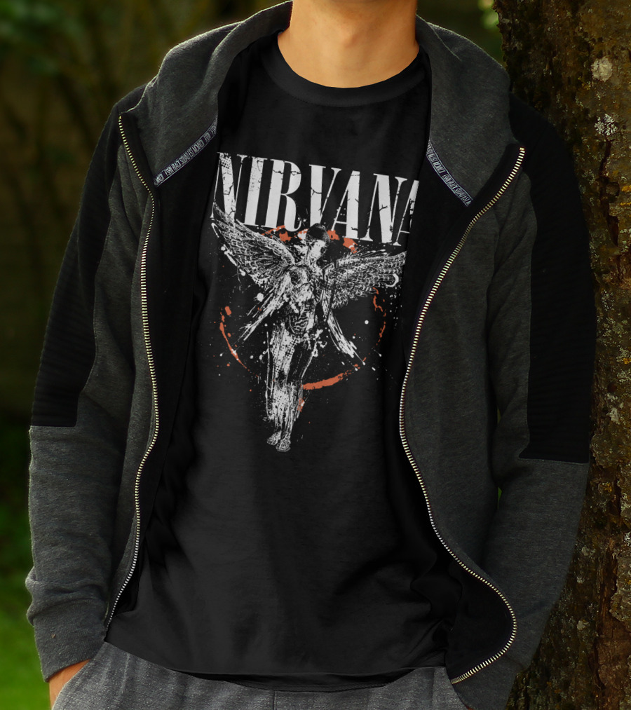 Nirvana In Utero Angel Wings Grunge Band Art T-Shirt