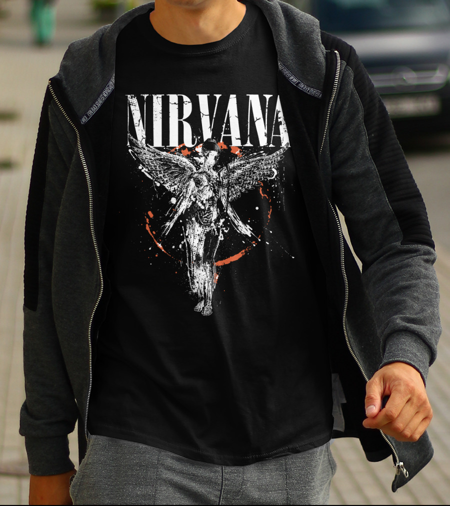 Nirvana In Utero Angel Wings Grunge Band Art T-Shirt