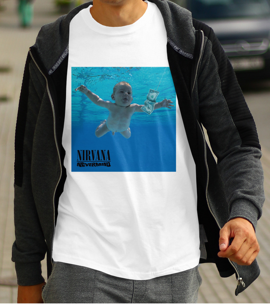 Nirvana Nevermind Album Cover Baby In Pool With Dollar Bill T-Shirt