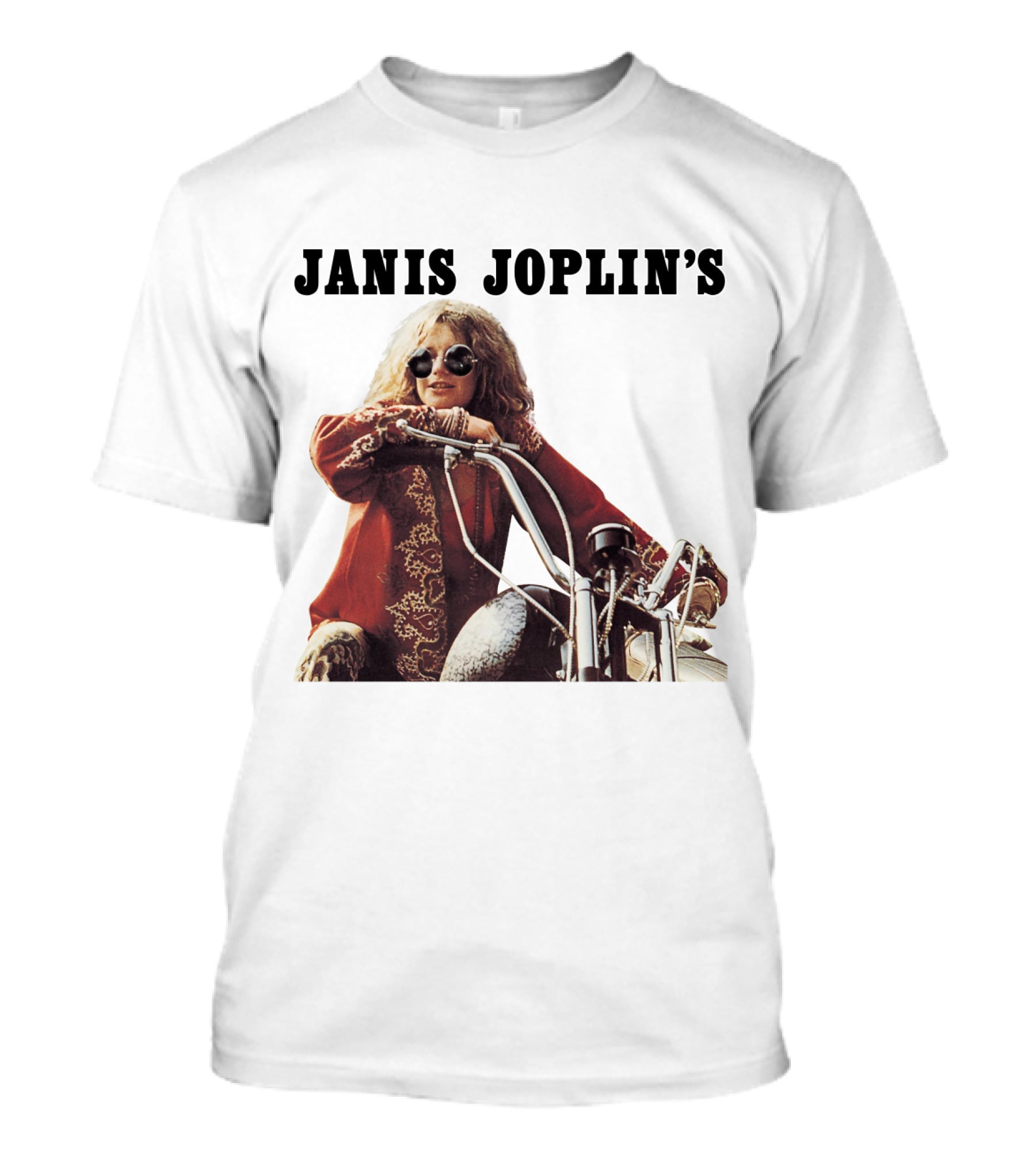 Janis Joplin's Iconic Motorcycle Pose T-Shirt