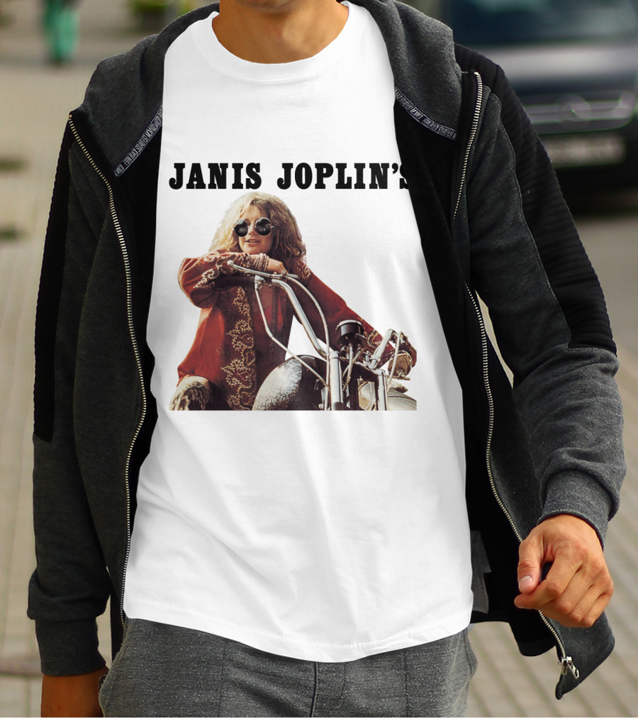 Janis Joplin's Iconic Motorcycle Pose T-Shirt