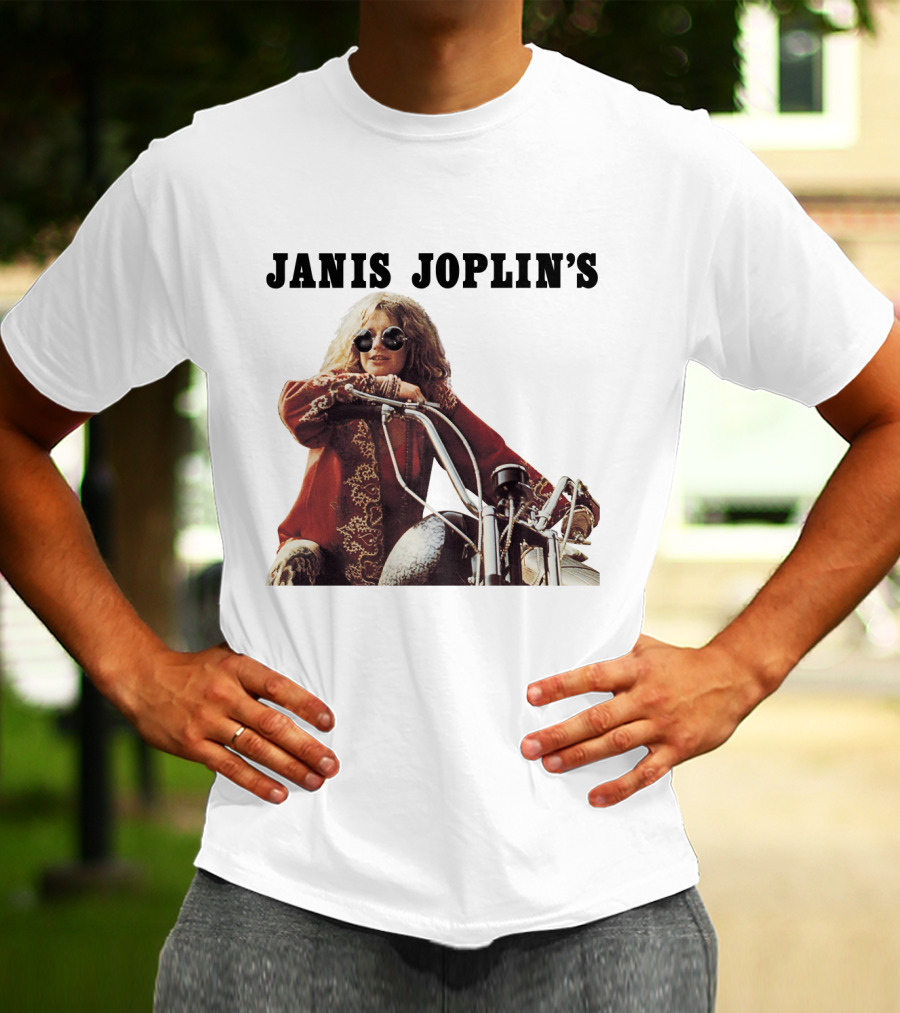 Janis Joplin's Iconic Motorcycle Pose T-Shirt