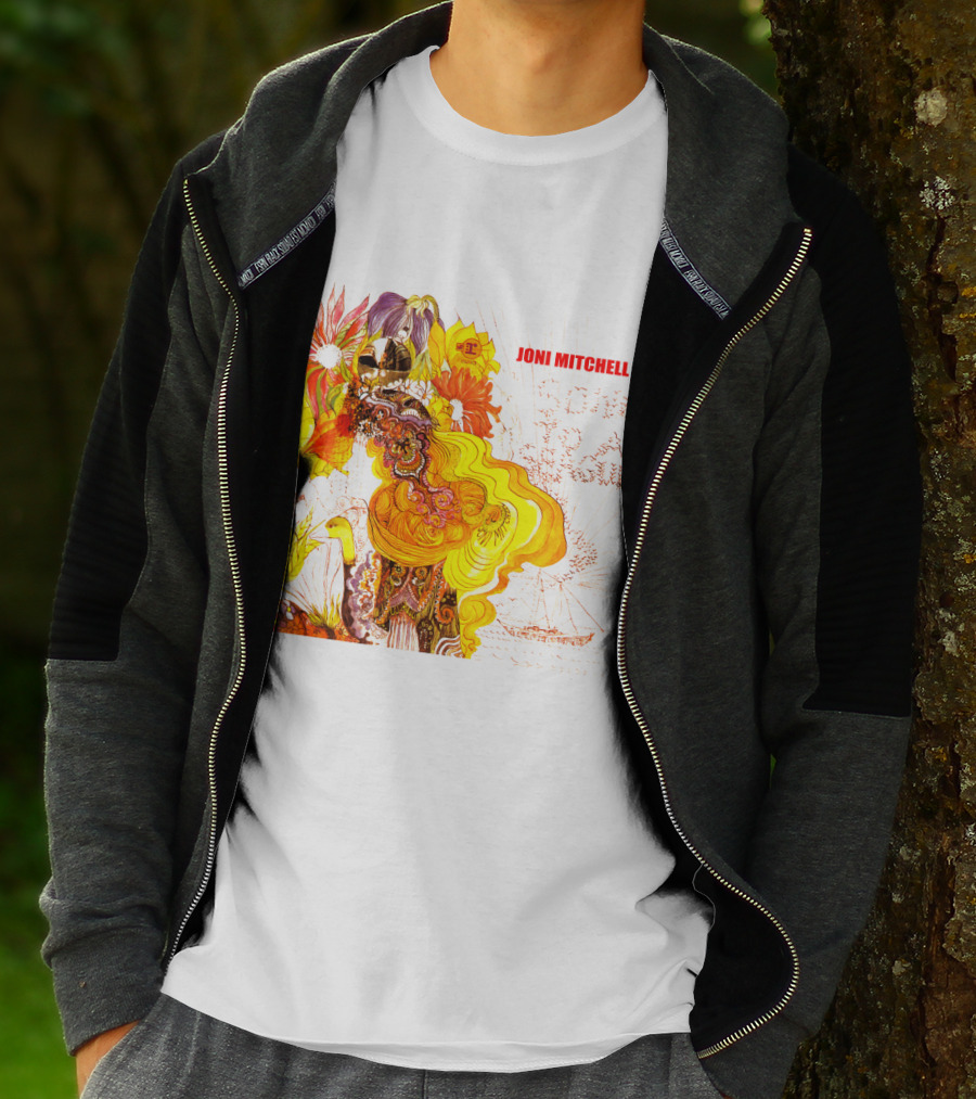 Joni Mitchell Song To A Seagull Colorful Floral Artwork With Yellow Orange Accents T-Shirt