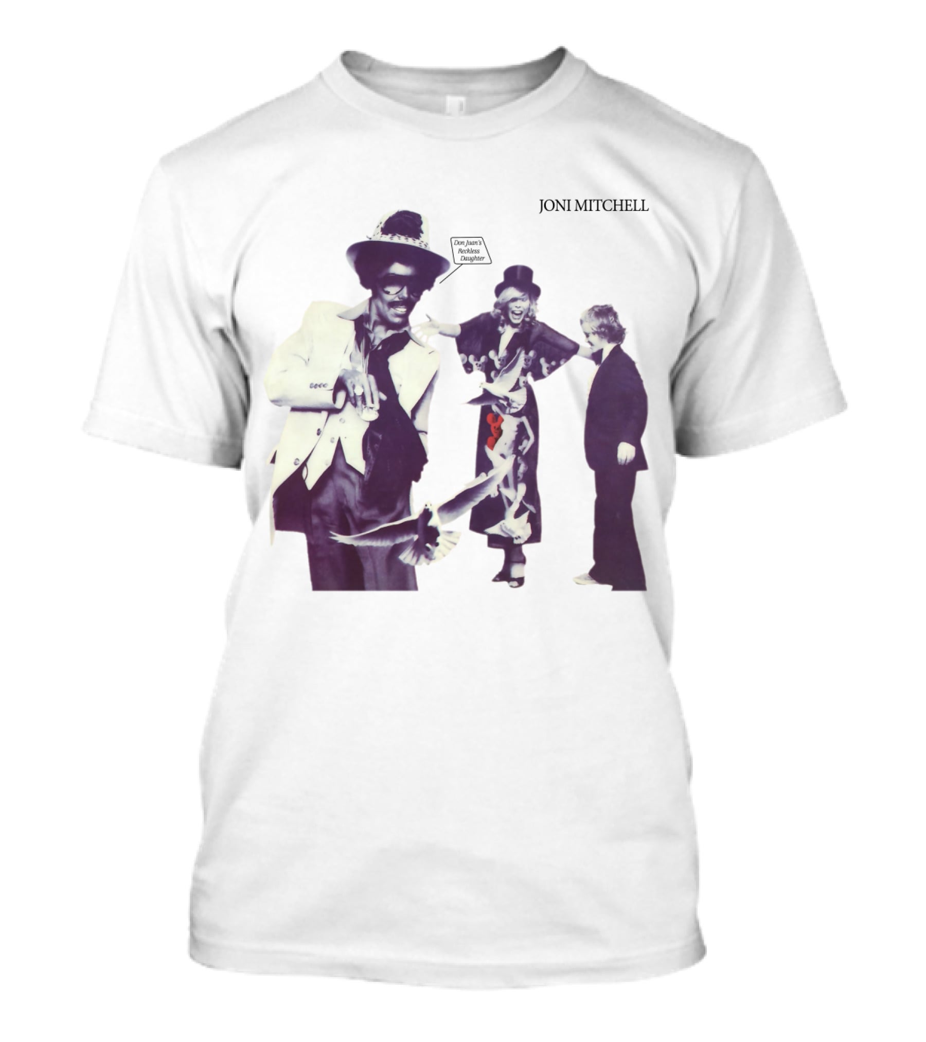 Joni Mitchell Don Juan's Reckless Daughter Album Cover Imagery With Figures And Birds T-Shirt