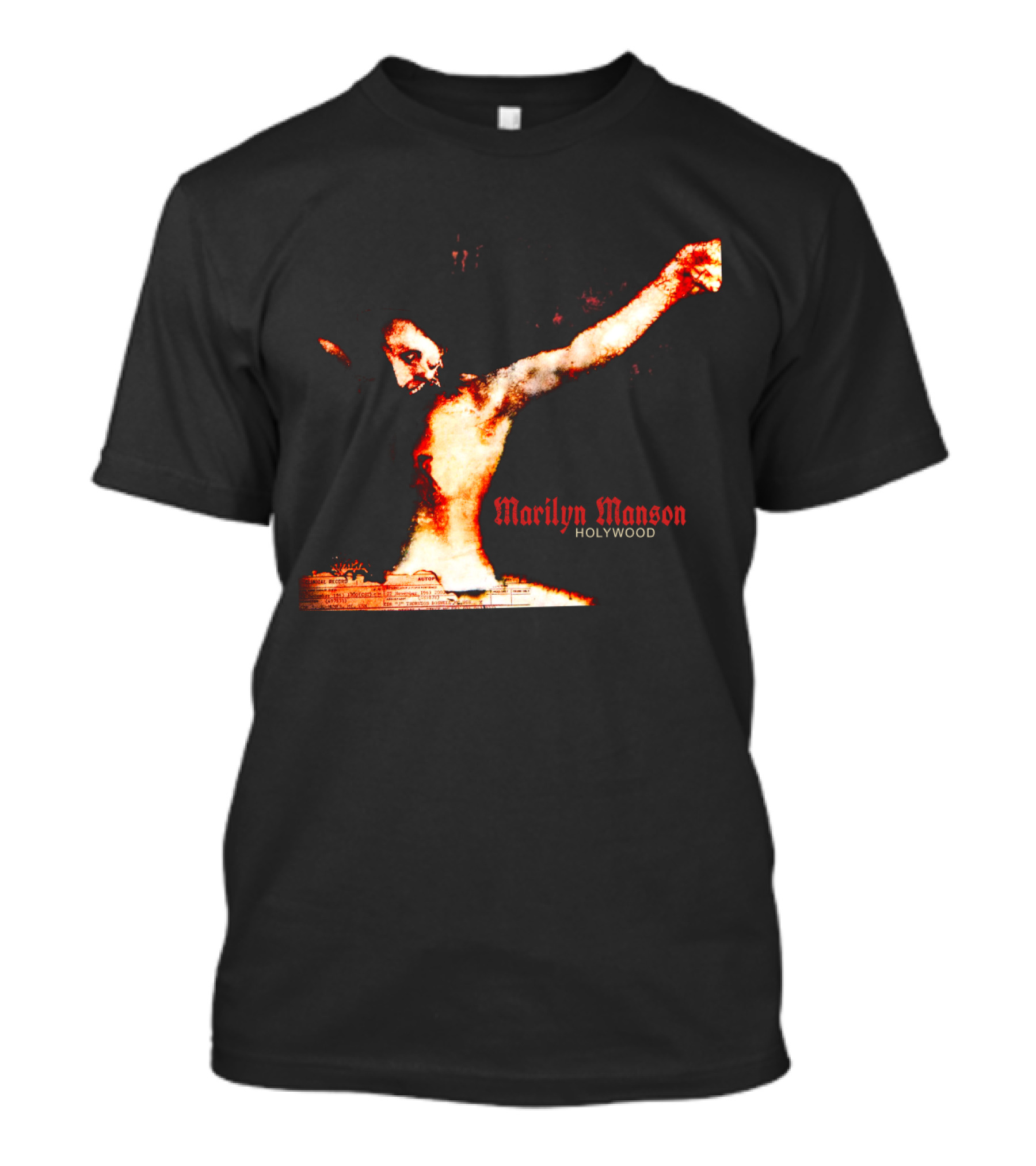 Marilyn Manson Holywood Crucifixion Imagery With MMS 04 Elements T-Shirt