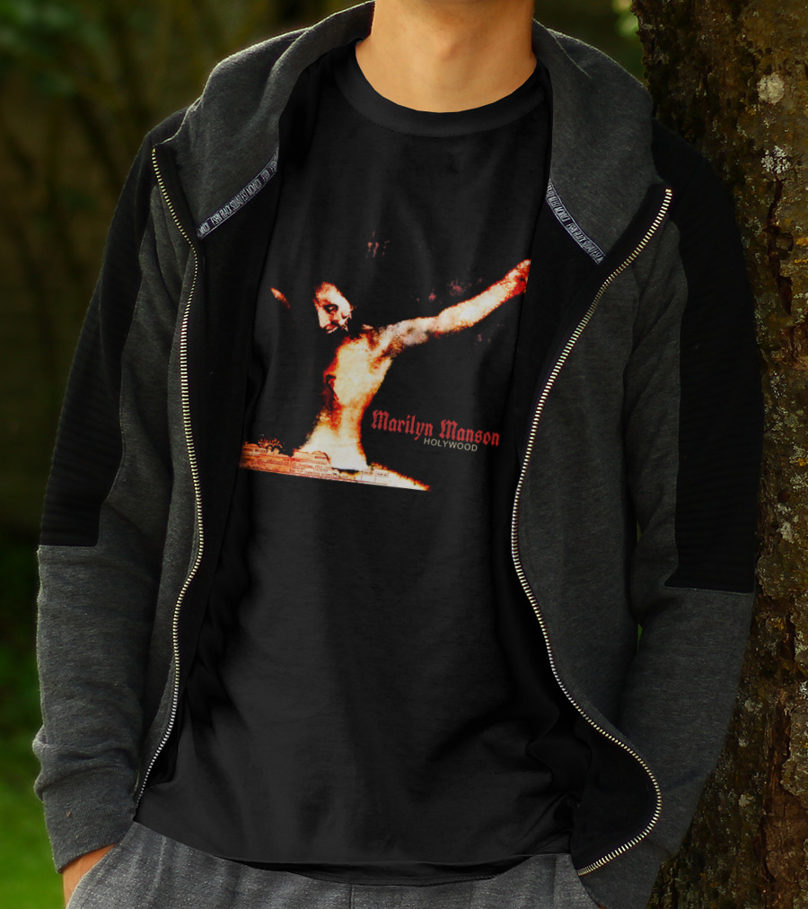 Marilyn Manson Holywood Crucifixion Imagery With MMS 04 Elements T-Shirt