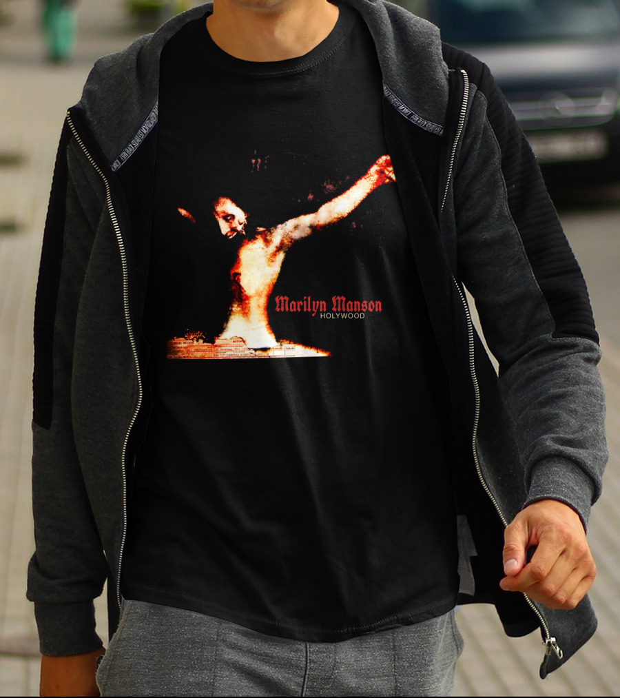 Marilyn Manson Holywood Crucifixion Imagery With MMS 04 Elements T-Shirt