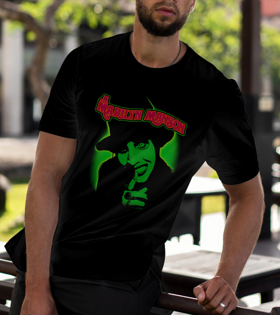 Marilyn Manson Green Gothic Portrait Mms T-Shirt