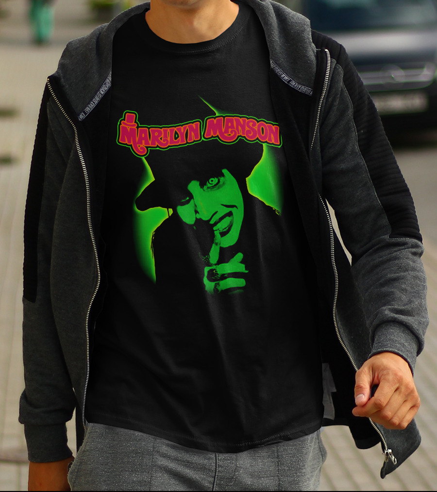 Marilyn Manson Green Gothic Portrait Mms T-Shirt