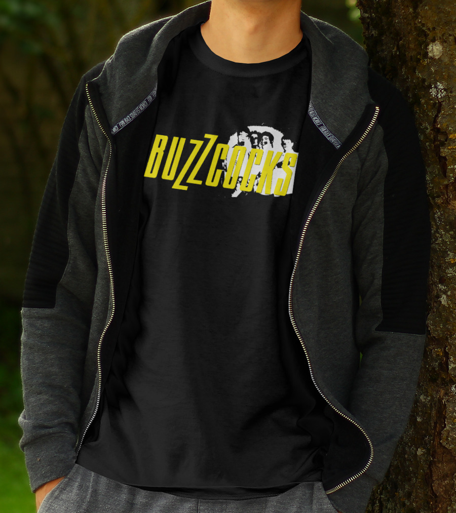 BUZZCOCKS Yellow Logo With Band Photo T-Shirt