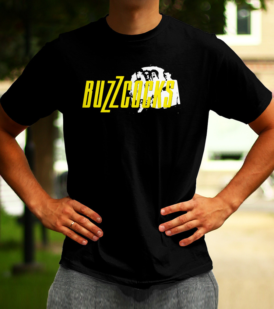 BUZZCOCKS Yellow Logo With Band Photo T-Shirt