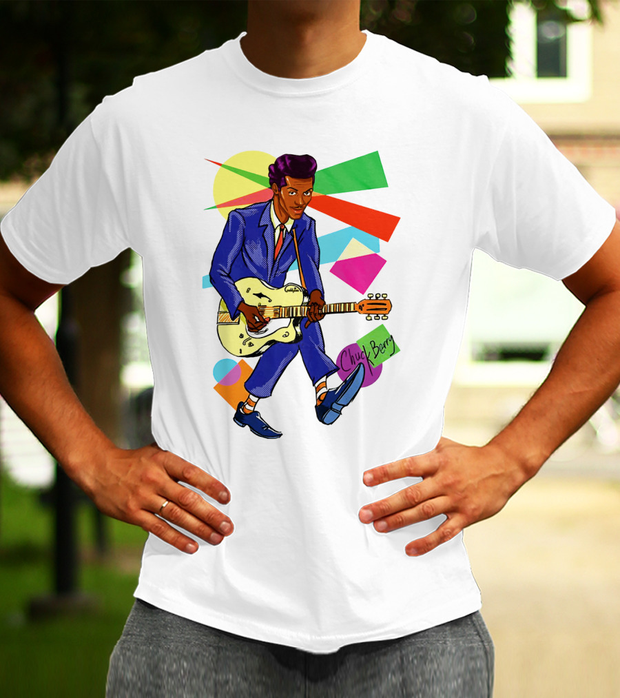 Chuck Berry Colorful Geometric Guitarist T-Shirt