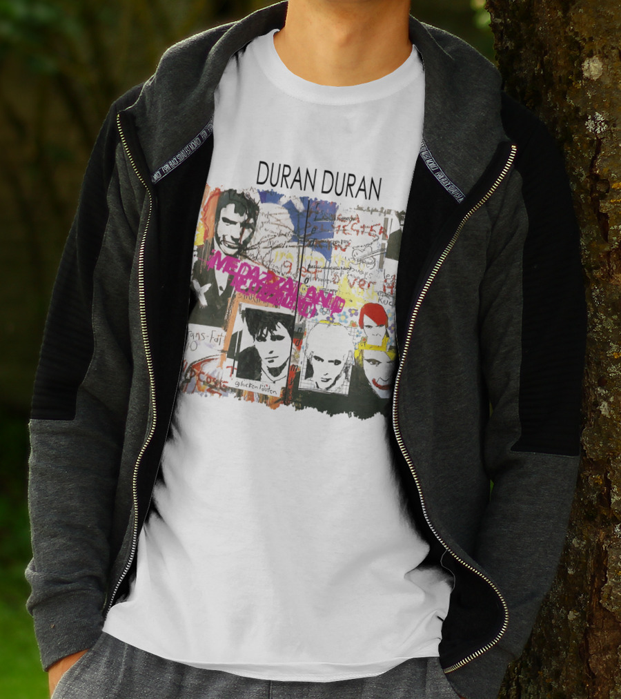 Duran Duran Medazzaland Collage Art With Faces And Graffiti Elements T-Shirt