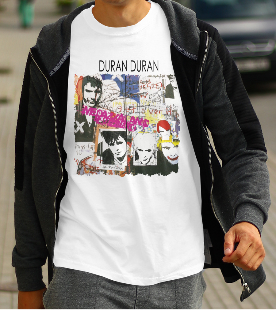 Duran Duran Medazzaland Collage Art With Faces And Graffiti Elements T-Shirt