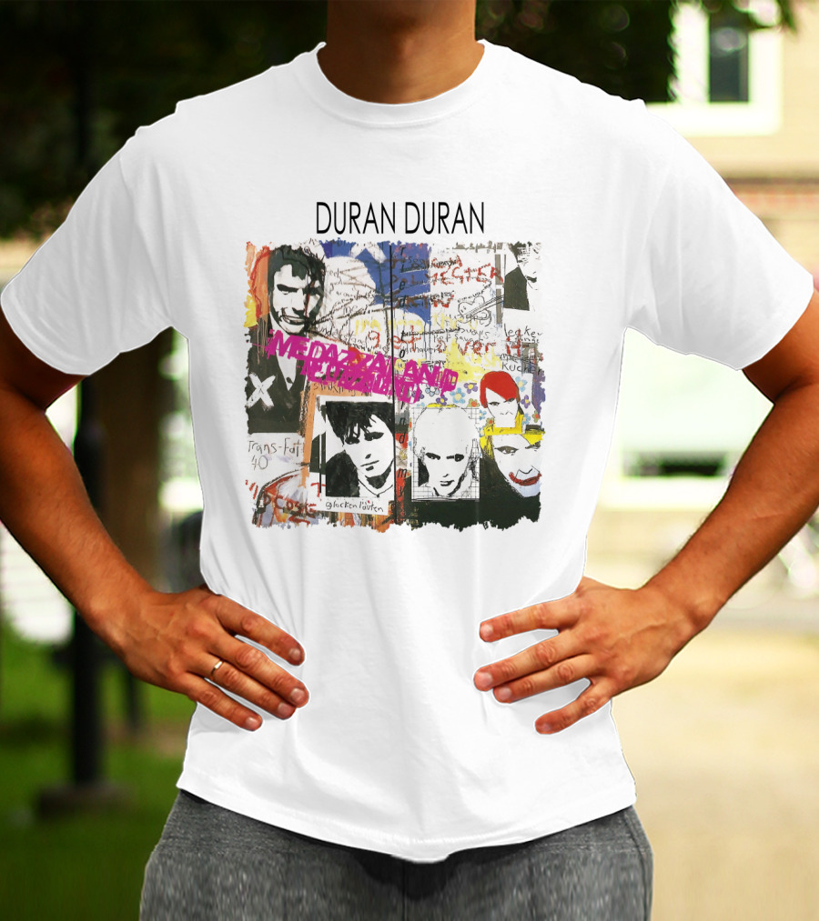 Duran Duran Medazzaland Collage Art With Faces And Graffiti Elements T-Shirt