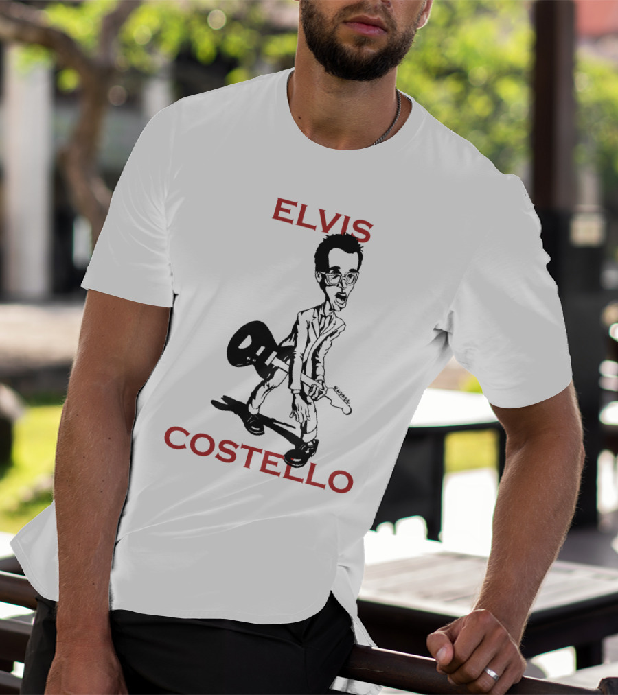 Elvis Costello Caricature With Guitar T-Shirt