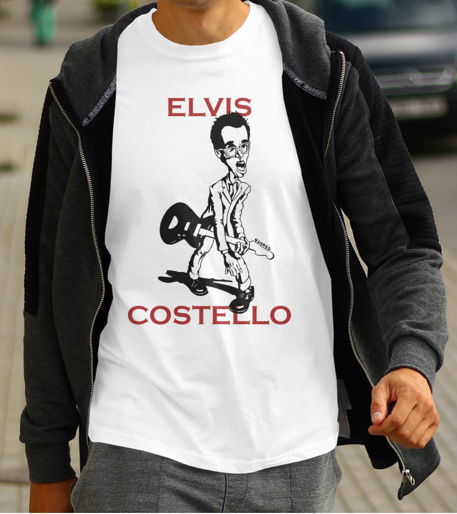 Elvis Costello Caricature With Guitar T-Shirt