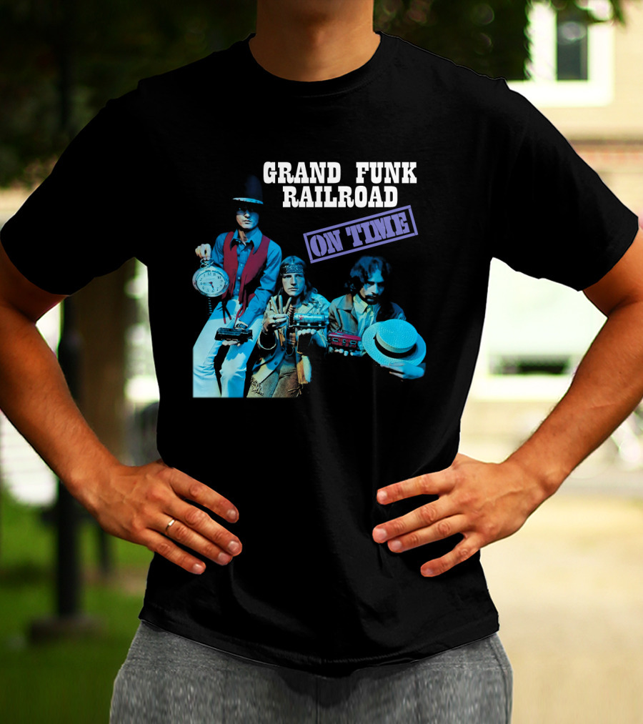 Grand Funk Railroad On Time Album Clock Train Photo T-Shirt