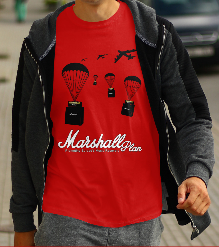 Marshall Plan Amplifiers Parachuted For Europe's Music Recovery T-Shirt