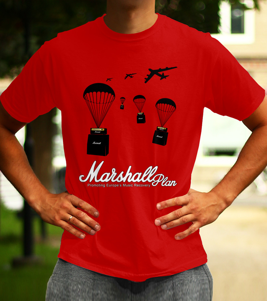 Marshall Plan Amplifiers Parachuted For Europe's Music Recovery T-Shirt