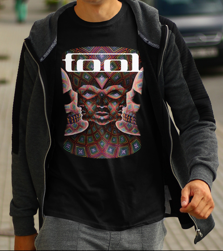Tool Band Psychedelic Face Geometric Pattern Artwork T-Shirt