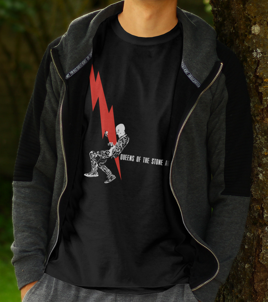 Queens Of The Stone Age Red Lightning Skeleton T-Shirt