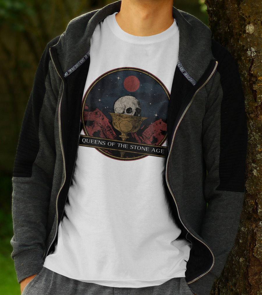 Queens Of The Stone Age Skull Goblet Moon Desert T-Shirt
