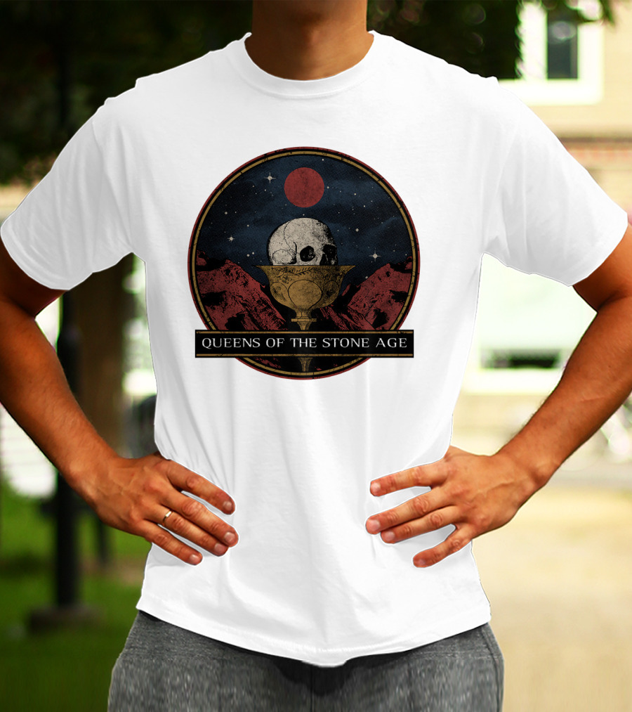 Queens Of The Stone Age Skull Goblet Moon Desert T-Shirt